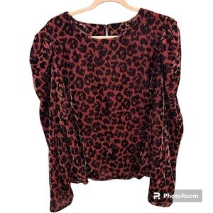 Anthropologie Dolan Left Coast Collection Size Large Leopard velvet top A0369